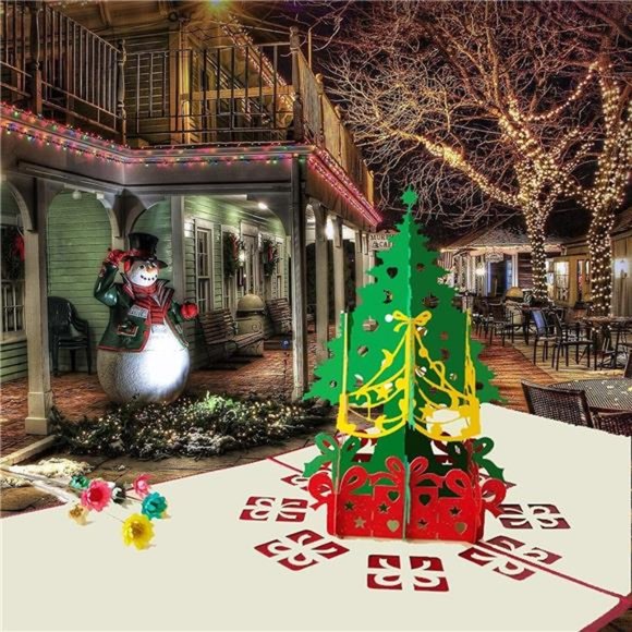 3D Tree Pop-Up Merry Christmas Card With Envelope 10 Pack Holiday Greeting Card - Picture 3 of 7